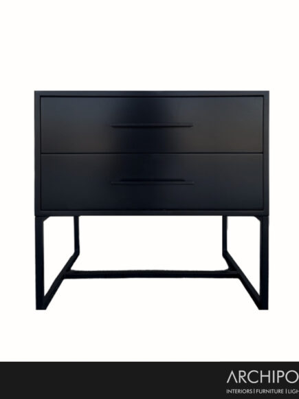 DNA Satin Black Bedside Table