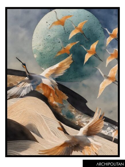 Framed Canvas Print - Stork In Flight 4