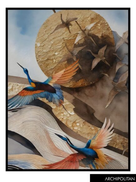 Framed Canvas Print - Stork In FlightT 9