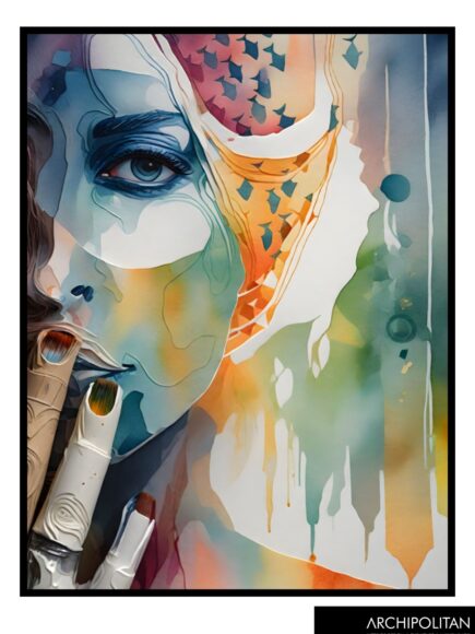 Framed Canvas Print - Abstract Female Face 1