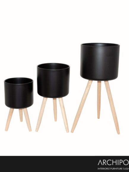 Chad Black Pot Stand Set/3