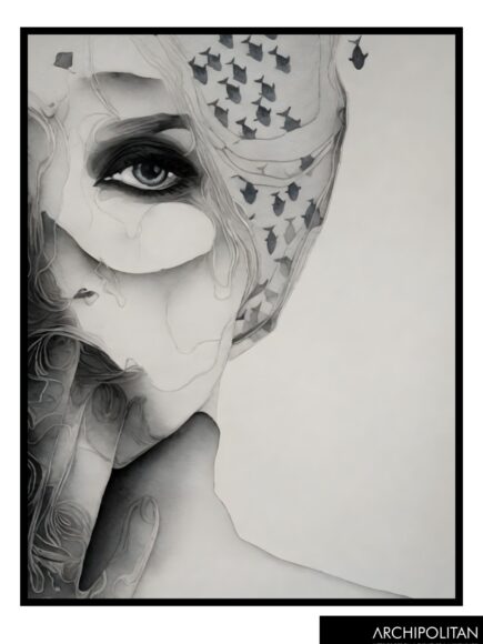 Framed Canvas Print - Abstract Female Face 4