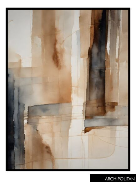 Framed CANVAS PRINT - EARTH TONE Watercolour 6