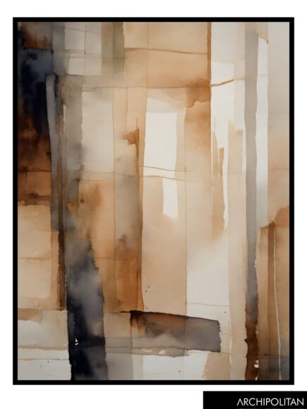 Framed Canvas Print - Earth Tone Watercolour 8