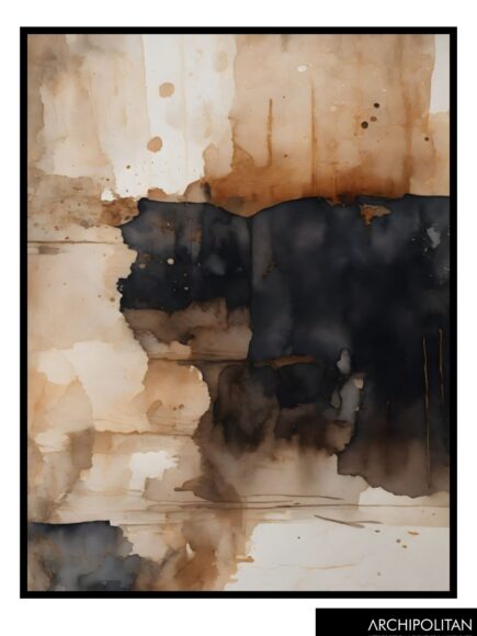 Framed Canvas Print - Earth Tone Watercolour  9