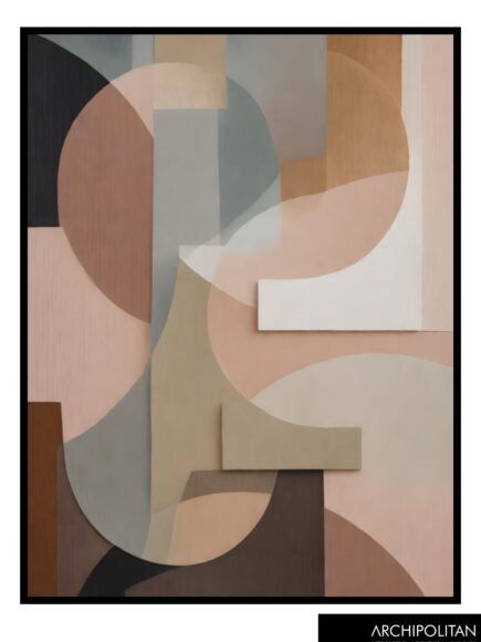 Framed Canvas Print - Green Salmon 3D Shapes