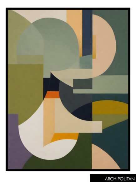 Framed Canvas Print - Green Salmon 3D Shapes 2