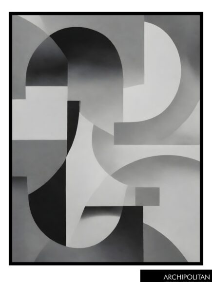 Framed Canvas Print - Green Salmon 3D Shapes 3