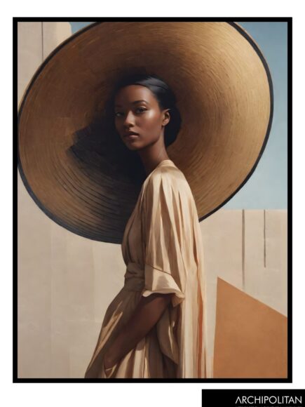 Framed Canvas Print - Hat Adorned Muse In Acrylic