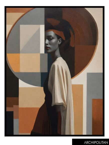 Framed Canvas Print - Hat Adorned Muse In Earth Tone