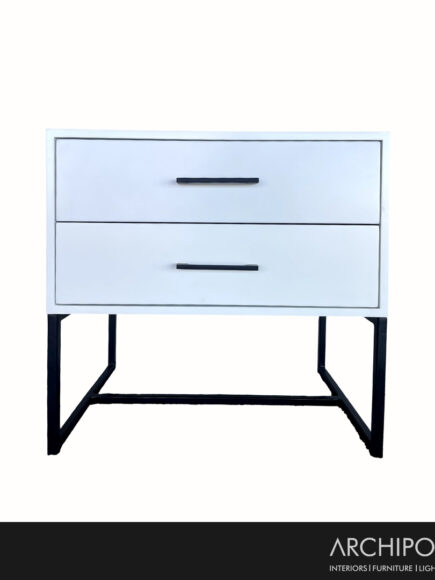DNA Satin White/Black Bedside Table
