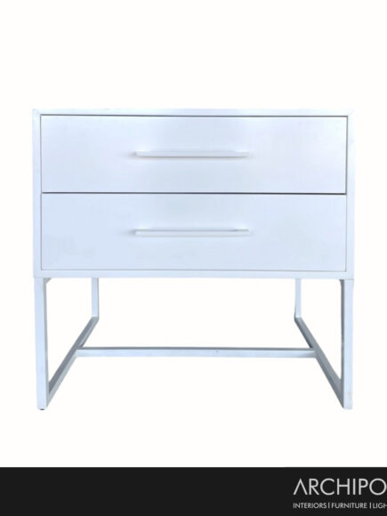 DNA Satin White Bedside Table